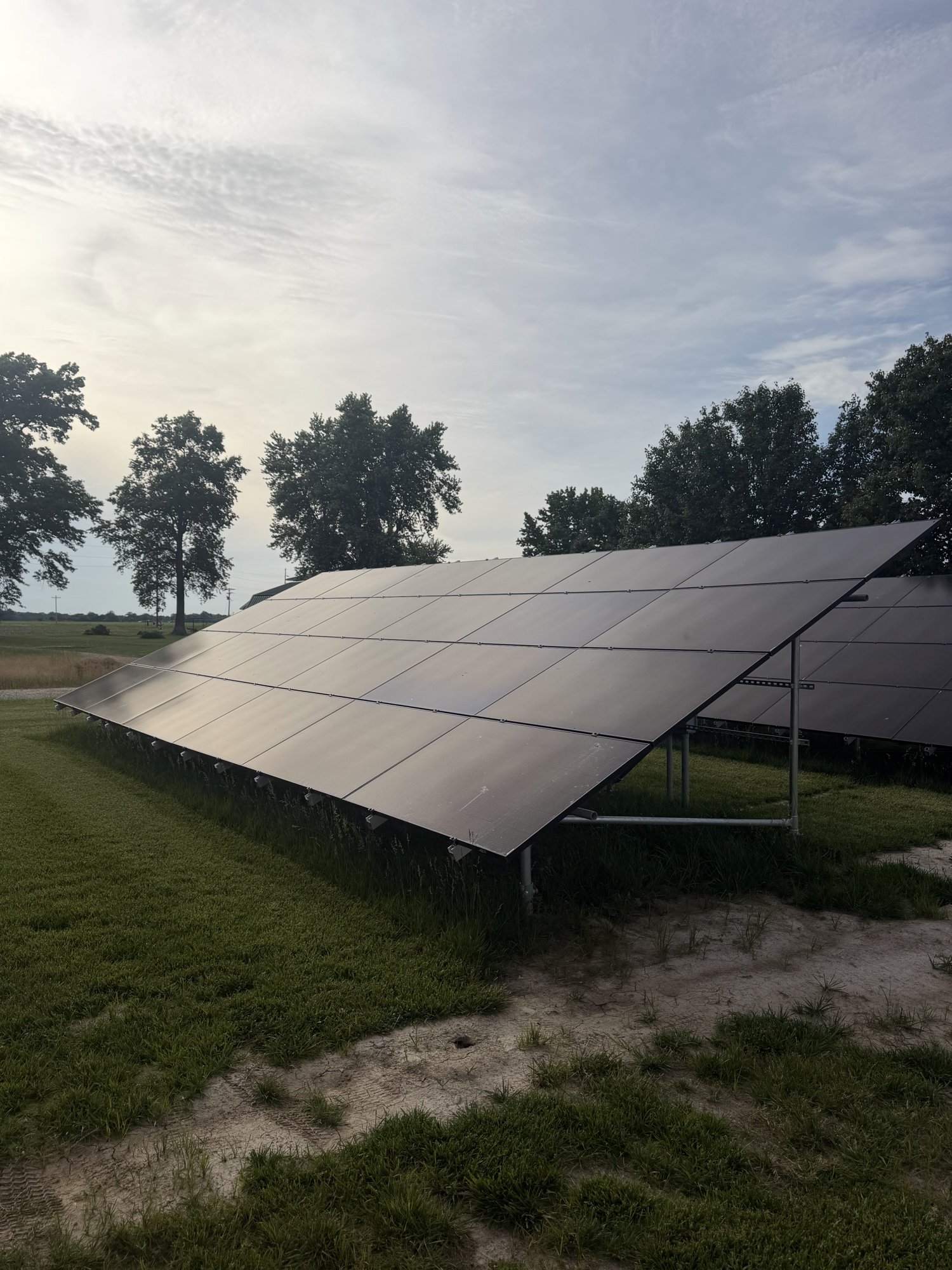 Ground-mounted solar array installed in an Illinois yard